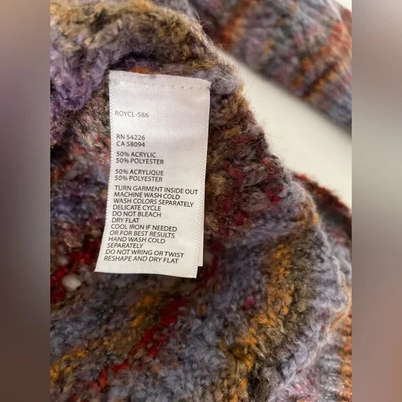 Royal Robbins Multi Color Blue Purple Knit Cowl Neck Sweater Tunic Medium M - Picture 8 of 10